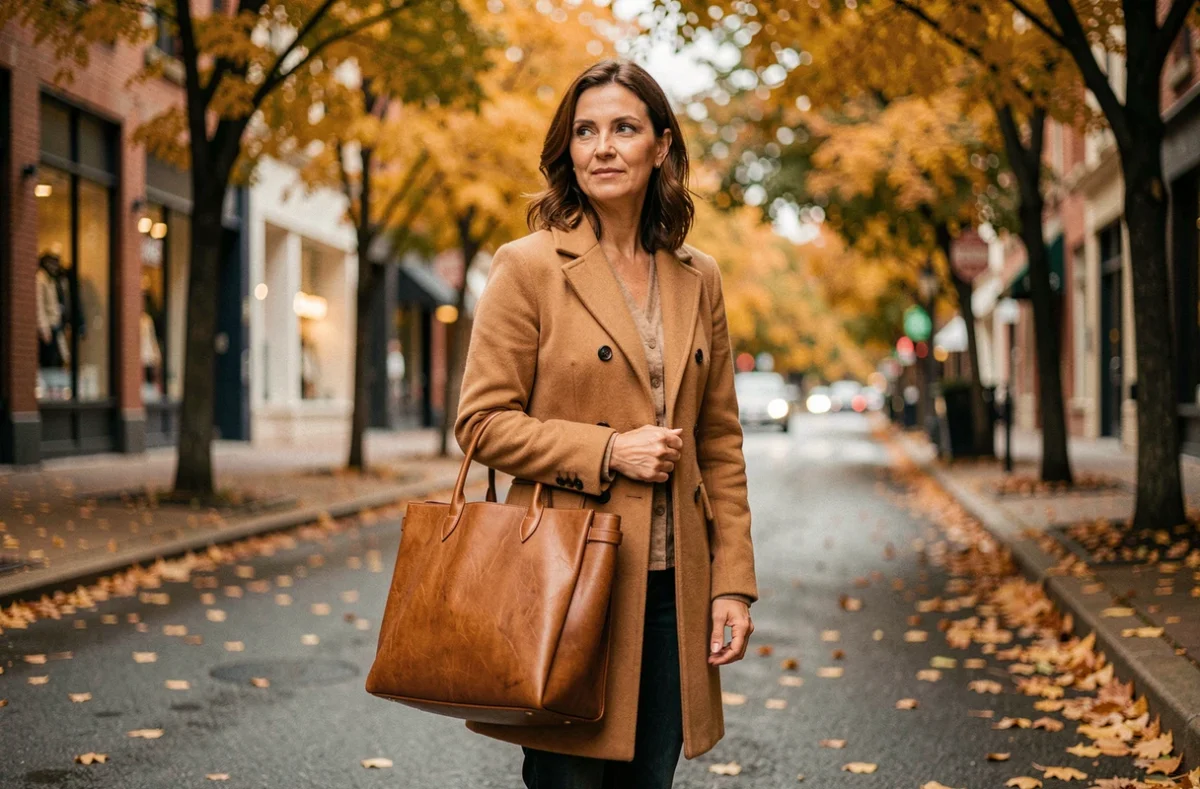 Femme déterminée marchant seule dans une rue en automne, représentant la reprise du pouvoir sur sa vie après une relation toxique